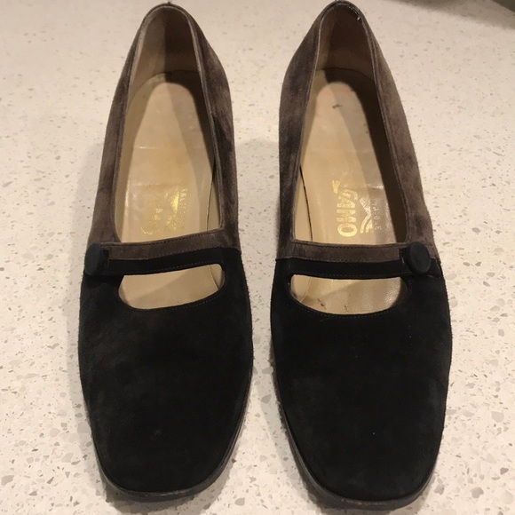 Salvatore Ferragamo Chocolate Suede Mary Janes